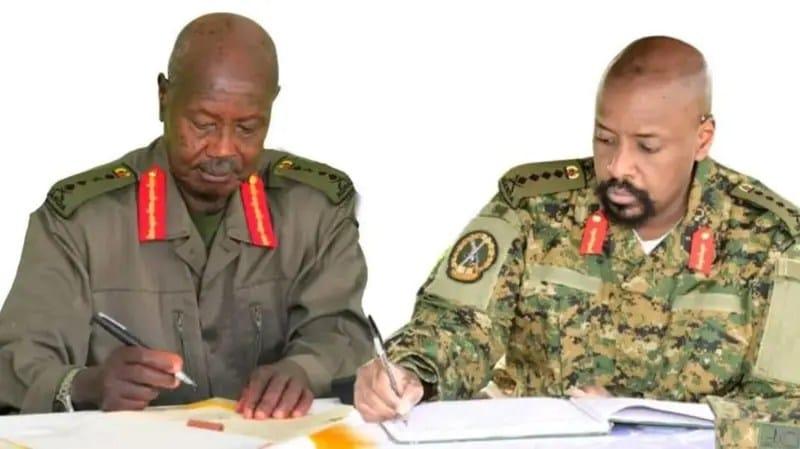 US Rejects Muhoozi’s Apology After Army Chief Accused Embassy of Helping Bobi Wine Hide Yoweri Museveni (left) with his son Muhoozi Kainerugaba (right) who is a military officer, Chief of Defence Forces of the Uganda People's Defence Force and is the chairman of the Patriotic League of Uganda