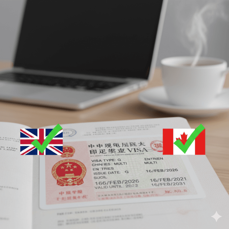 China Extends UK and Canada Visa-Free Entry China: Visa-Free Entry Extended to UK and Canada | Made by AI/SWT Images