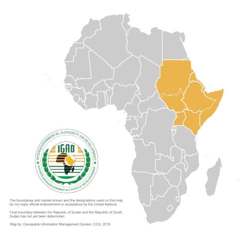 Map of IGAD Nations and it's logo | UN