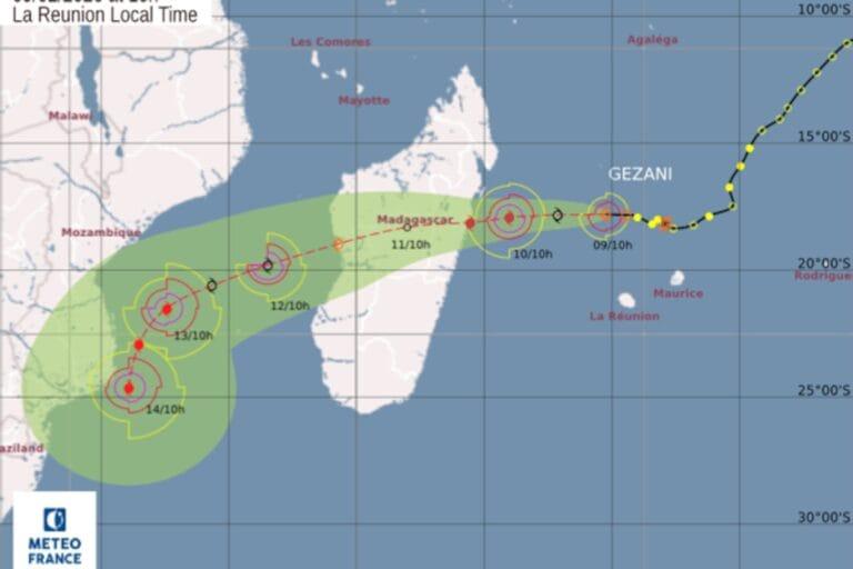 Mozambique: Oxfam Warns of "Disaster upon Disaster" Forecast track of Tropical Storm Gezani Shows its Movement towards Mozambique and Madagascar | Météo-France