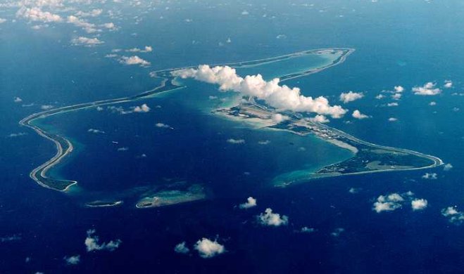 Two Iran missiles misses Diego Garcia's UK-US base as UK opens up Aerial photograph of Diego Garcia Island | wikimedia commons