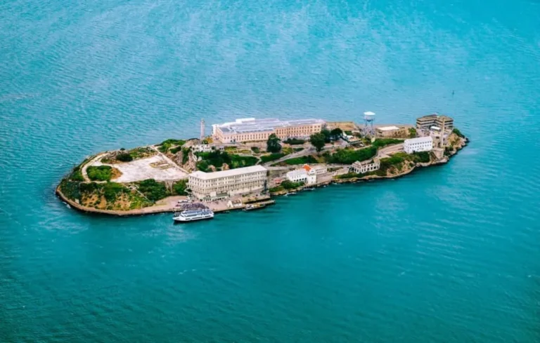 Trump Pushes Plan to Reopen Alcatraz as Maximum-Security Prison Aerial image of alcatraz prison