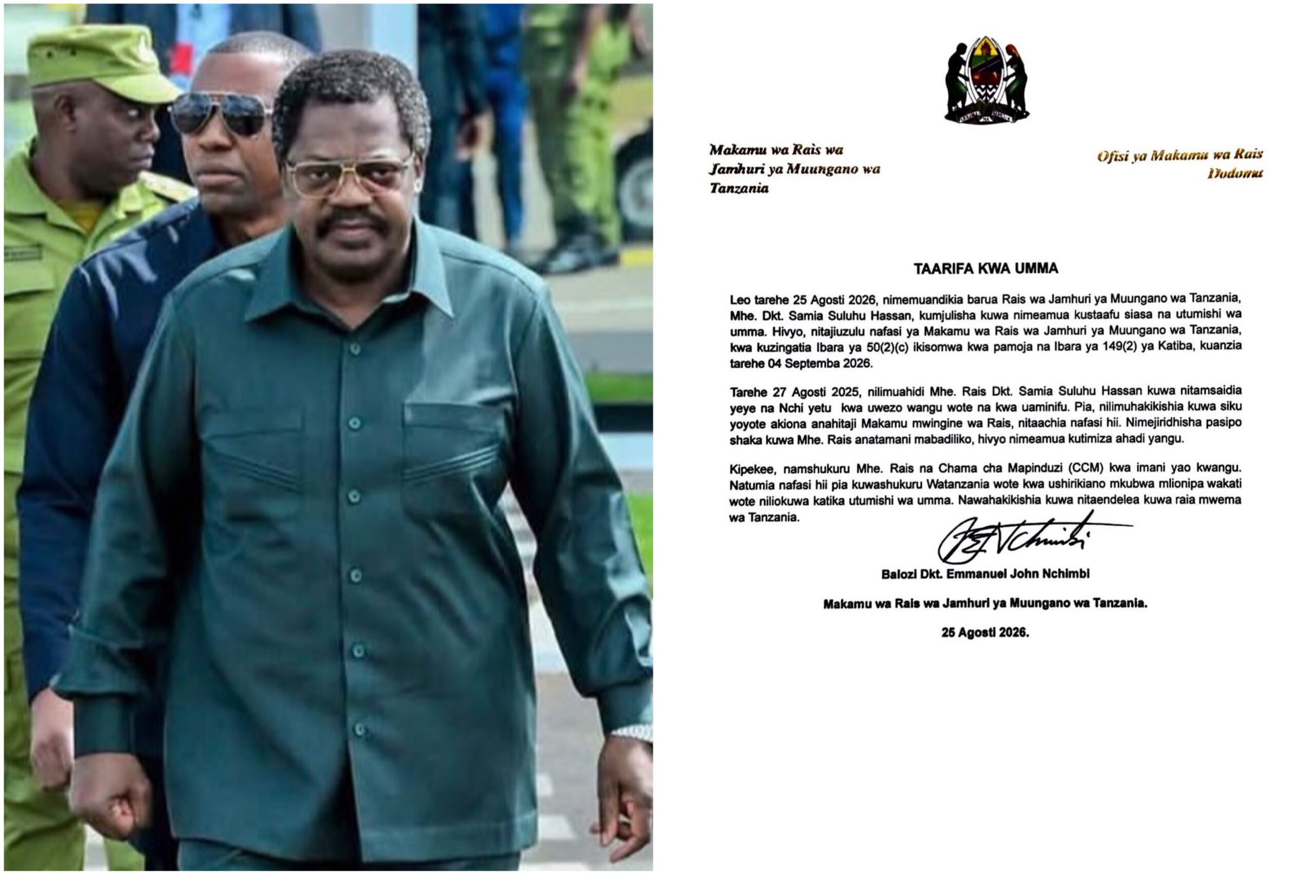 Tanzania Vice President Nchimbi Resigns, Says Samia ‘Wants a Change’ Tanzania Vice President Nchimbi Resigns, Says Samia ‘Wants a Change’ | Swahili Today