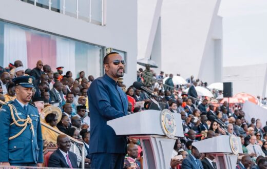 Ethiopia's Prime Minister, Abiy Ahmed talking during Mashujaa Day in Kenya